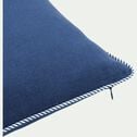 Coussin à passepoil bicolore en coton 30x50cm - bleu abysse-ARLES