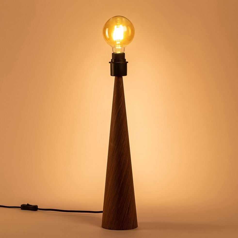 Pied de lampe en métal - effet bois foncé H51,5cm-KONE