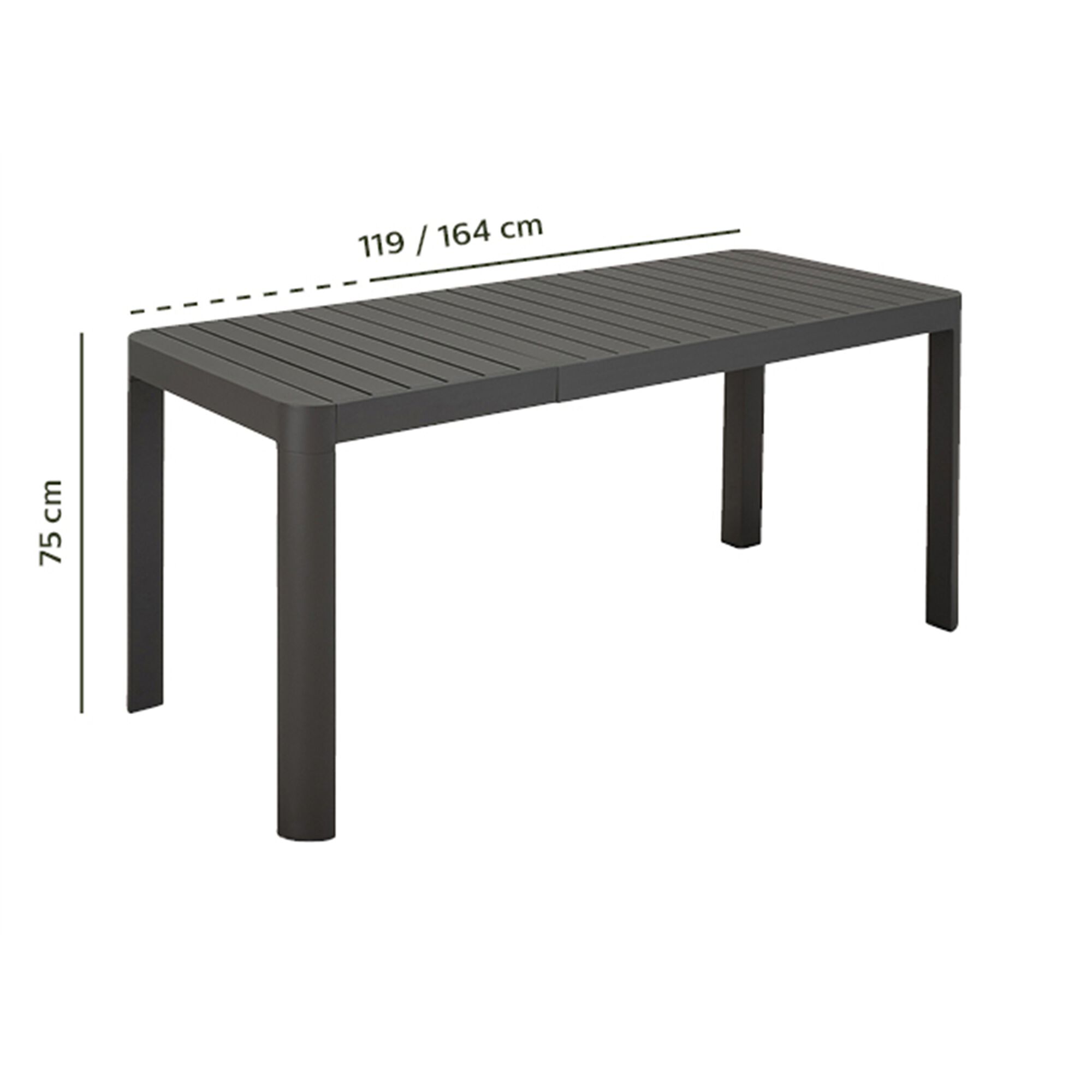 Table de jardin extensible en aluminium - gris ardoise (4 à 6 places)-BALCONY