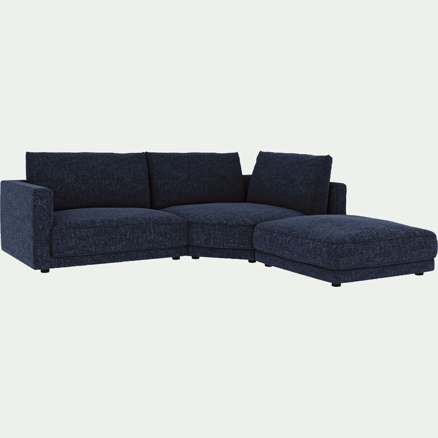 Canapé d'angle 4 places droit en tissu tramé - bleu calabrun-AUDES