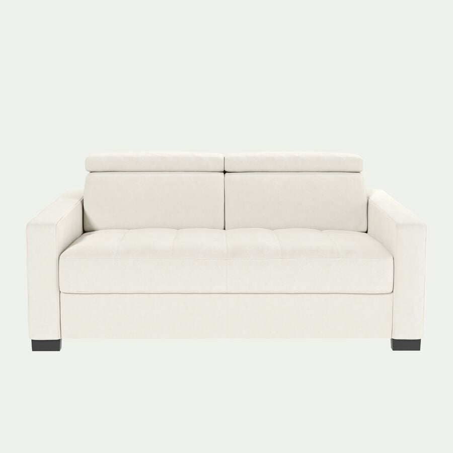 Canapé 2 places fixe en cuir avec accoudoirs 15cm - blanc-MAURO