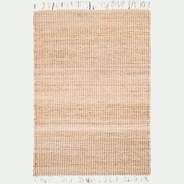 Tapis rayé en jute et coton - naturel 160x230cm-YUTA