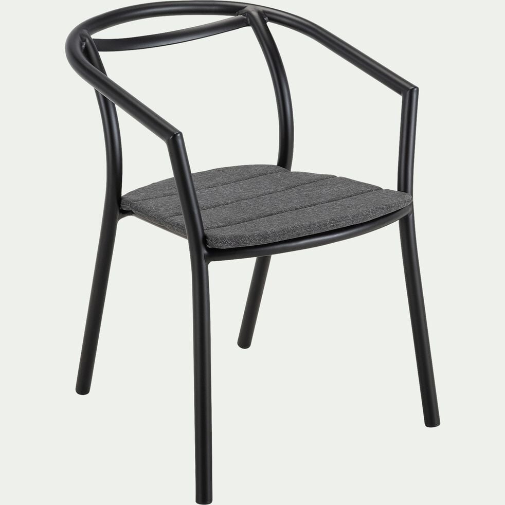 Chaise de jardin avec accoudoirs en aluminium - noir-LAZZARO