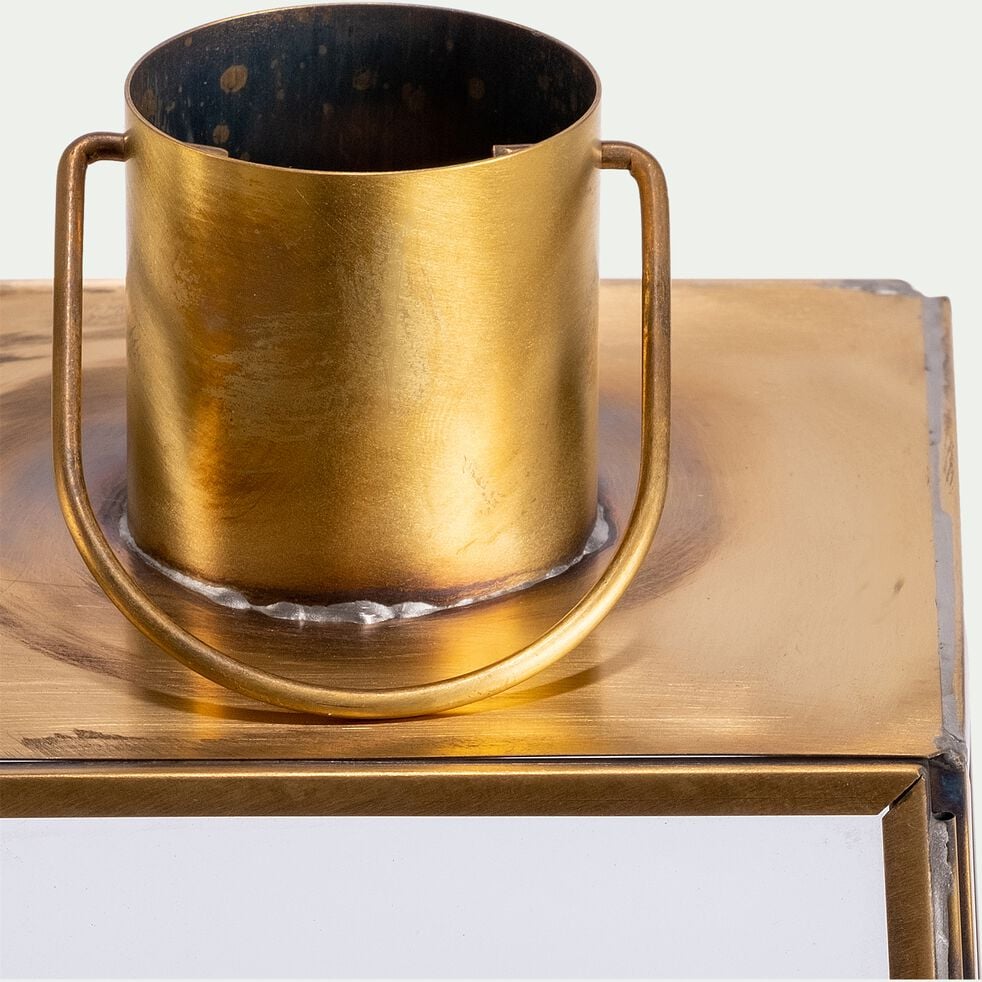 Lanterne en métal et verre H32cm - doré-GINA