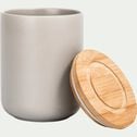 Pot en porcelaine gris avec couvercle en bambou D10,5xH13.5 cm-JAN