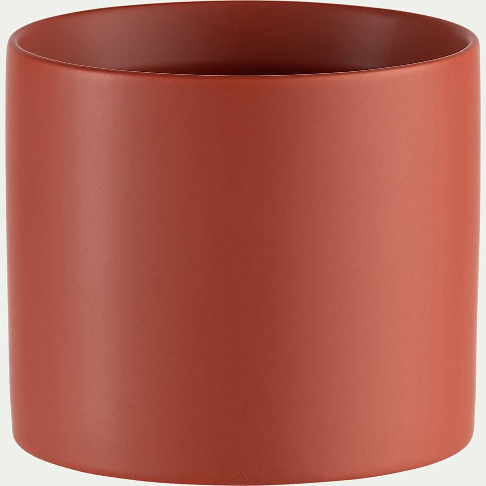 Cache-pot en céramique - rouge ricin D10xH8,5cm-MARTIN
