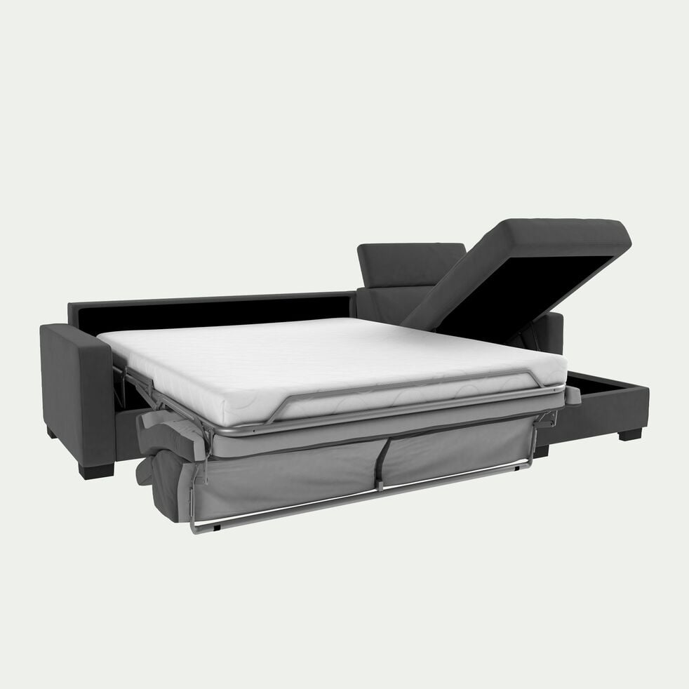 Canapé d'angle convertible en microfibre avec accoudoirs 15cm - gris anthracite-MAURO