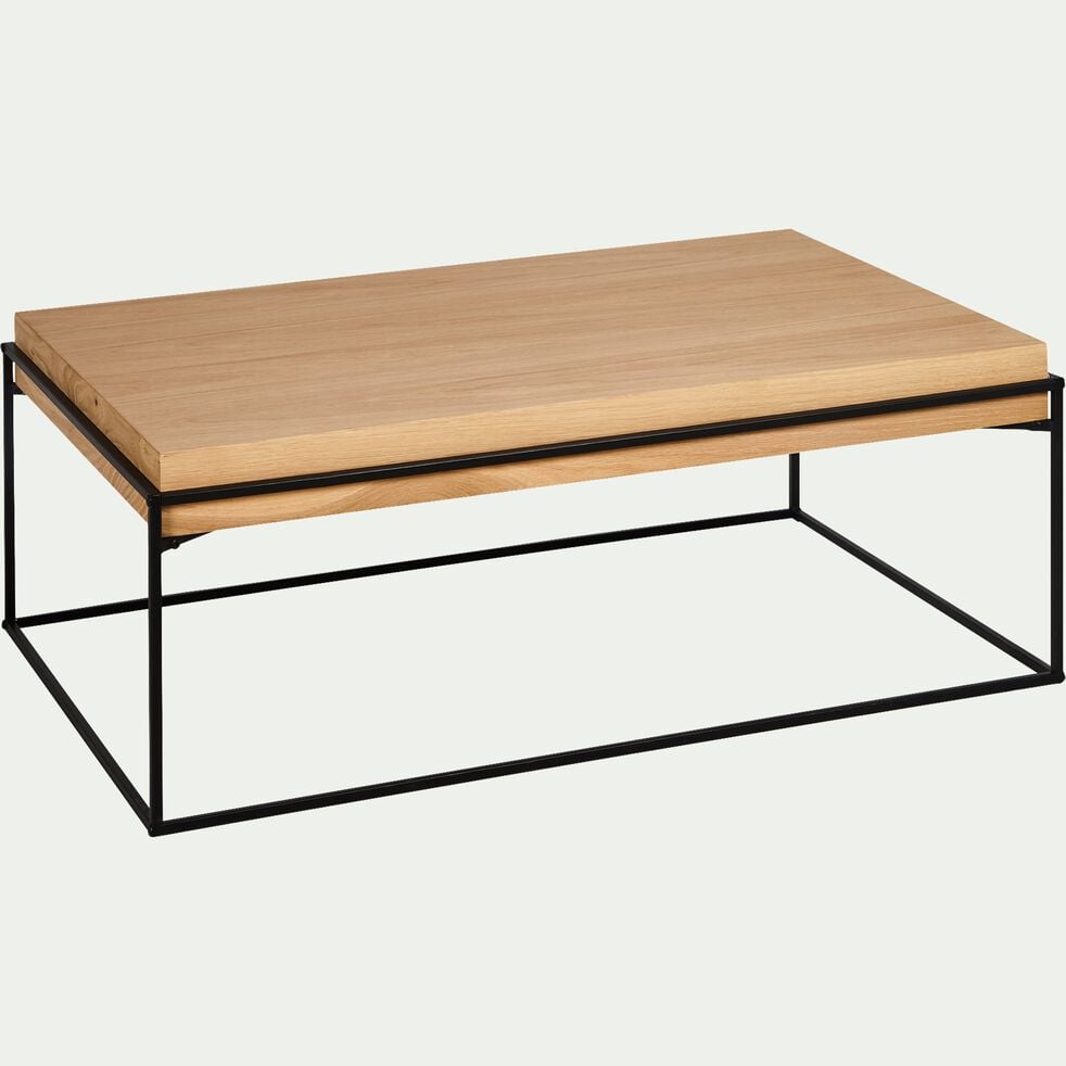Table basse rectangulaire en acier et placage chêne-CESARINE