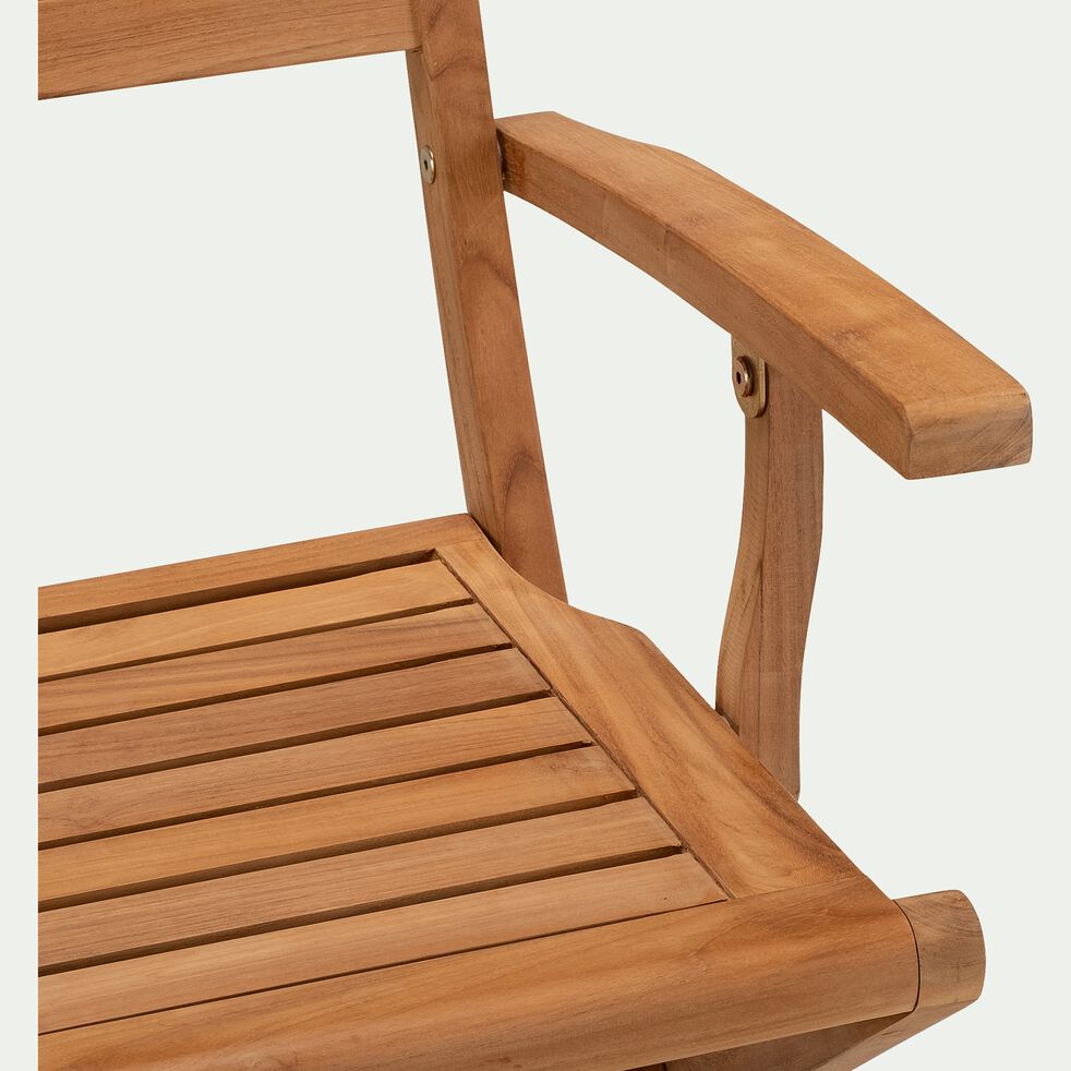Chaise de jardin pliante avec accoudoirs en teck - bois clair-LALE
