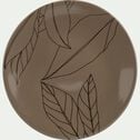 Assiette plate en grès brun châtaignier décoré D27cm-LAURIER