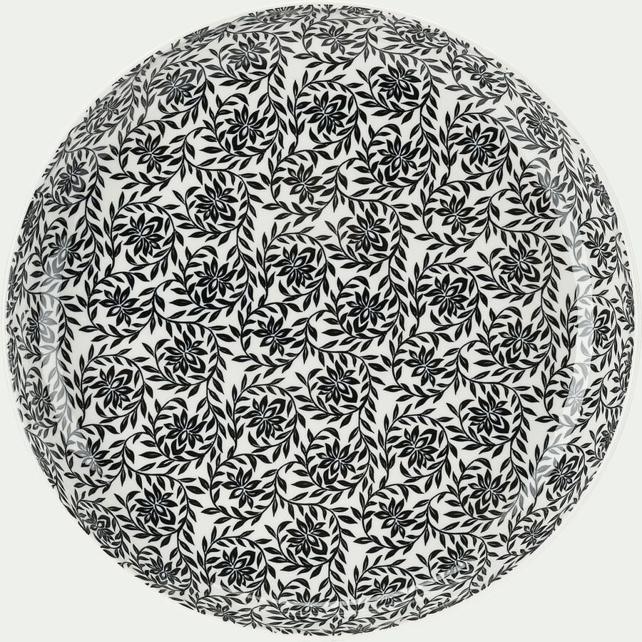 Assiette plate en porcelaine à motifs jasmin - vert cèdre D26,8cm-AIX