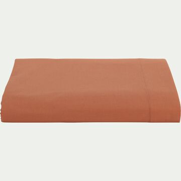 Drap plat en percale de coton - brun rustrel 270x300cm-FLORE