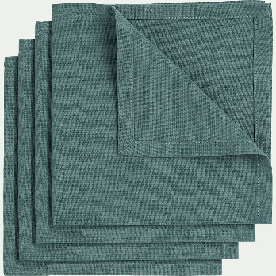 Lot de 4 serviettes en coton bleu apatite 41x41cm-MADHU