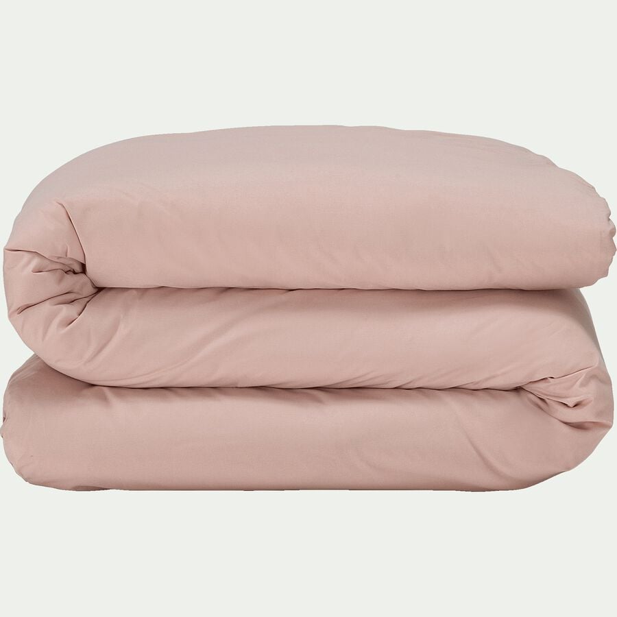 Linge de lit uni en coton rose rosa-CALANQUES