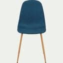 Chaise en acier effet bois et tissu - bleu figuerolles-LOANA