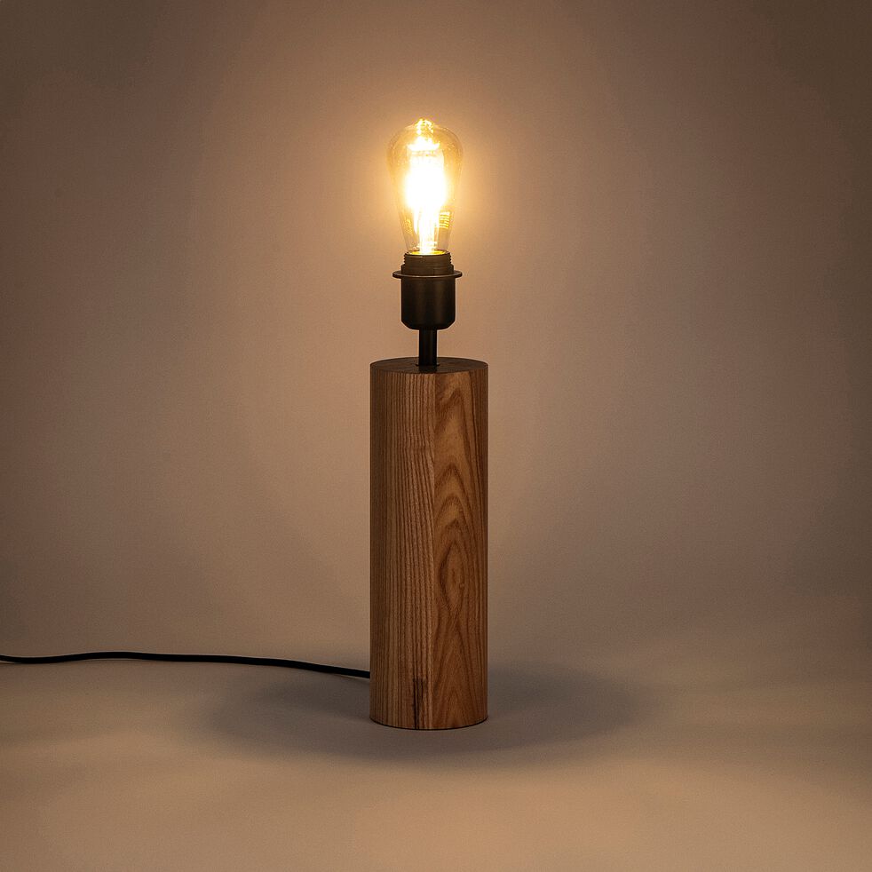 Pied de lampe électrifié en chêne - naturel H40cm-WAGO