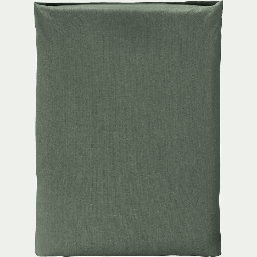 Drap plat en percale de coton 270x300- vert cedre-FLORE