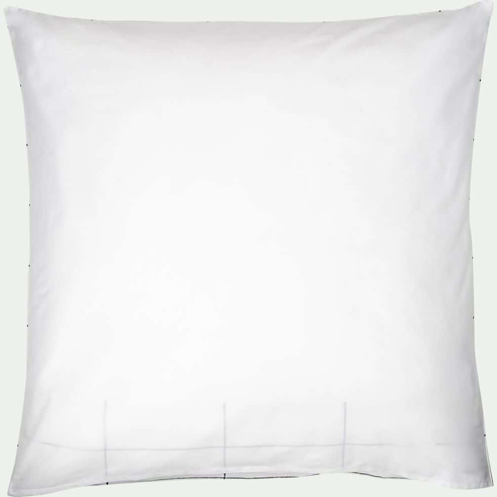 Housse de couette et 2 taies d'oreiller en coton motif carreaux - blanc 260x240cm-CARRELA