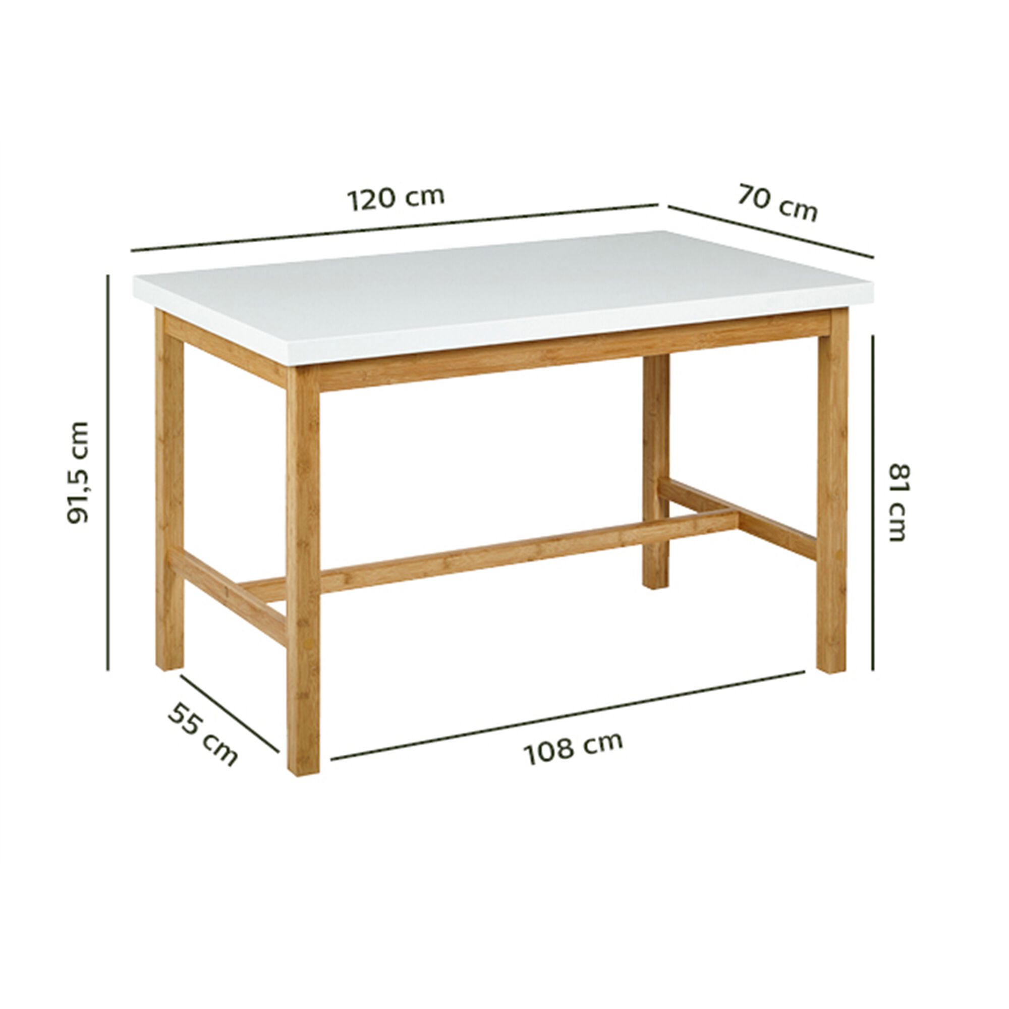 Table haute rectangulaire blanche - L120cm-BULUH