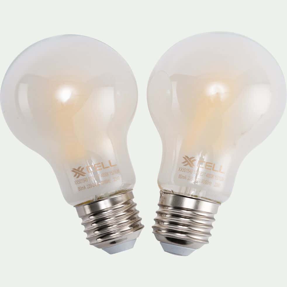 Lot de 2 ampoules LED culot E14 en verre dépoli - blanc l