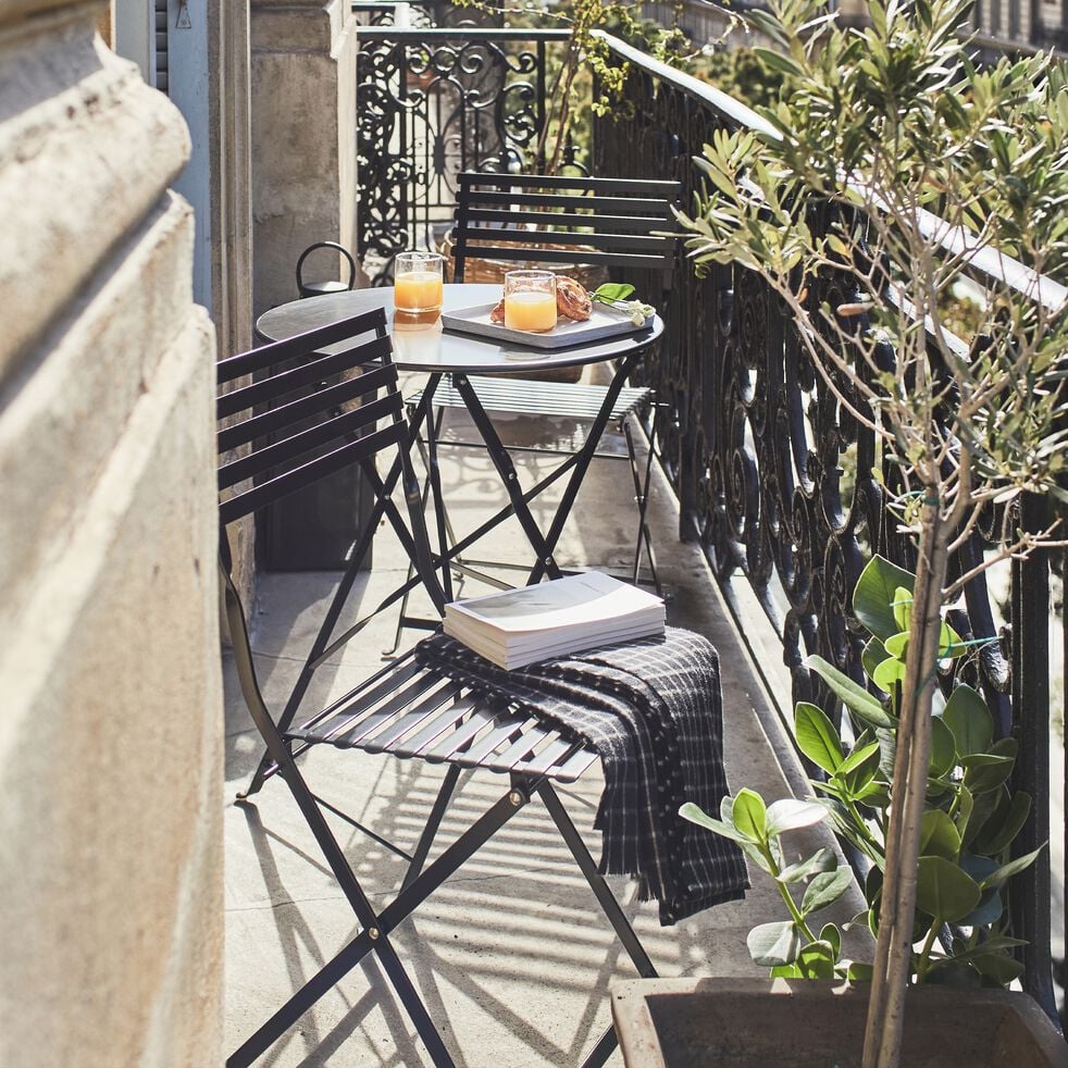 Chaise de jardin pliante en acier - noir-CERVIONE