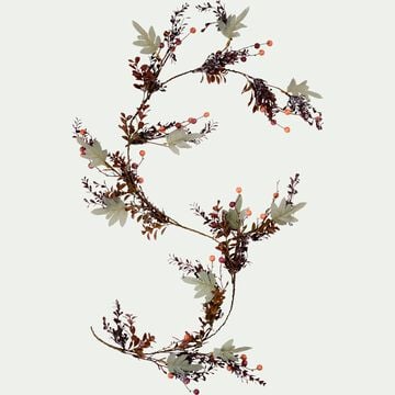 Guirlande de Noël en feuilles et baies artificielles L140cm - marron-KRISTI