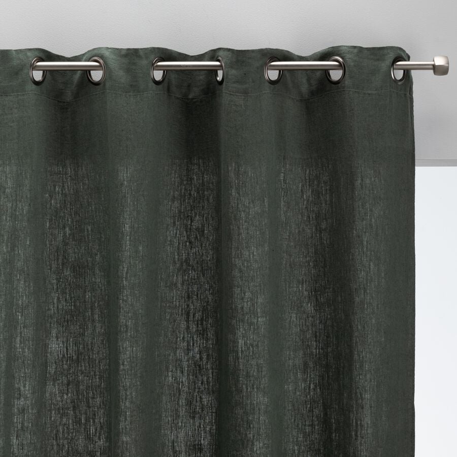 Rideau à œillets en lin lavé - vert cèdre 140x280cm-VENCE
