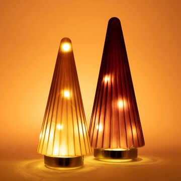 Sapin décoratif lumineux en verre - orange H30cm-ANCHA