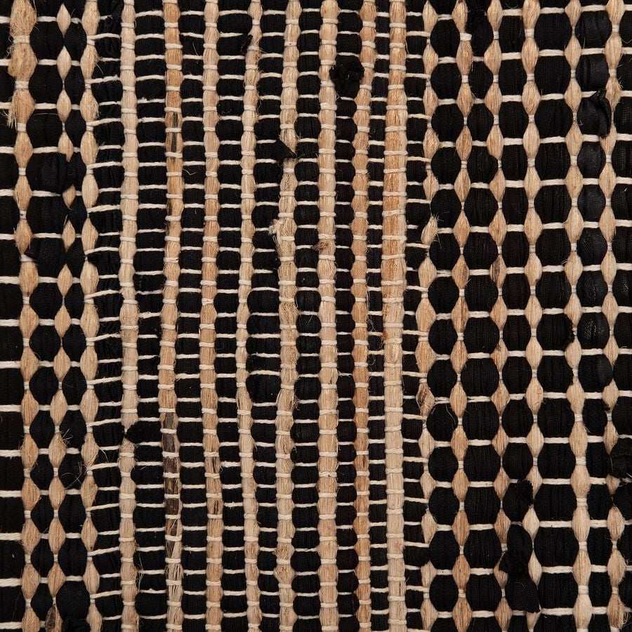Tapis en coton recyclé et jute - noir 110x60cm-lieto