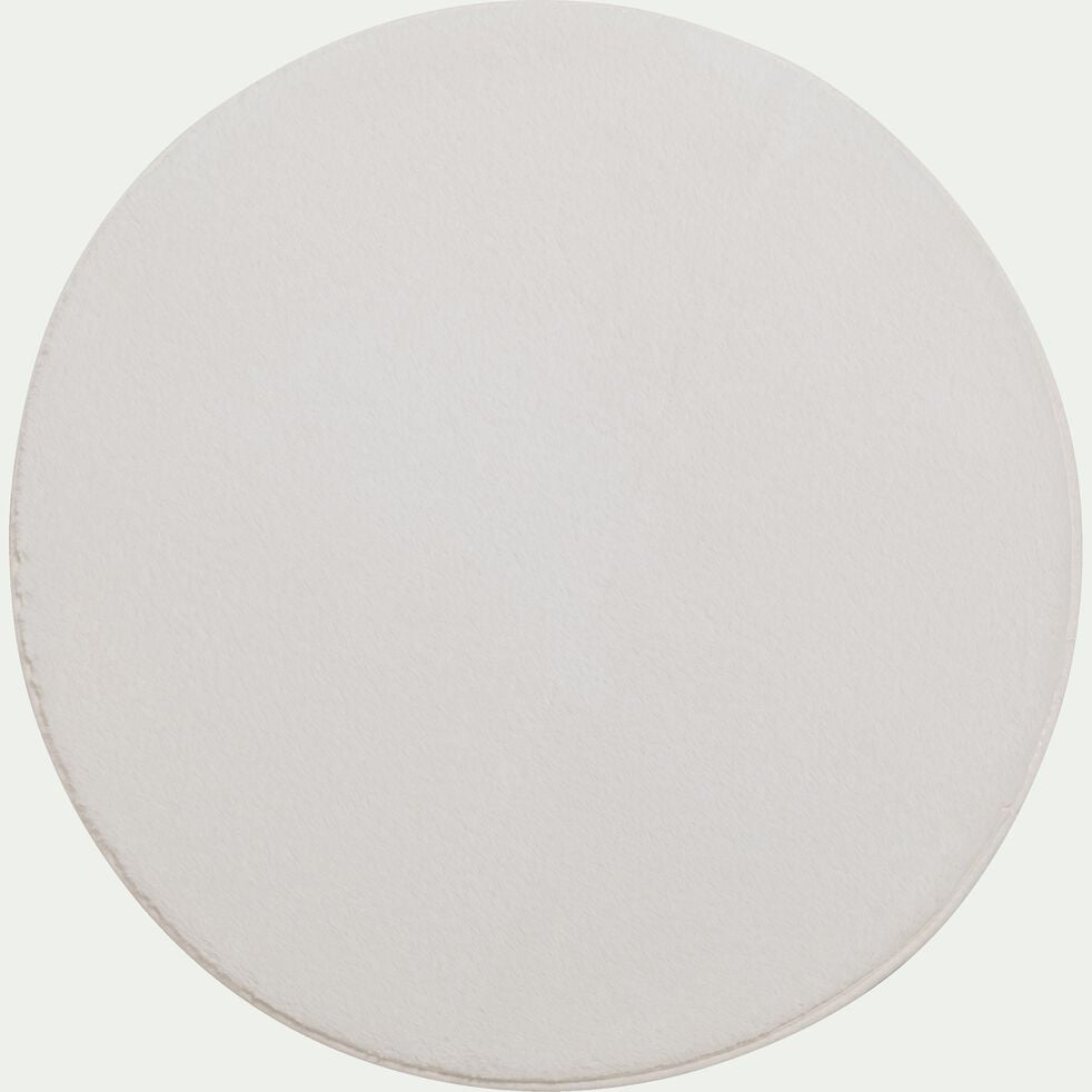 Tapis rond imitation fourrure - blanc ventoux D150cm-ROBIN