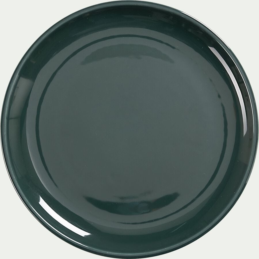 Assiette plate en faïence - vert olivier D27cm-JANGAL