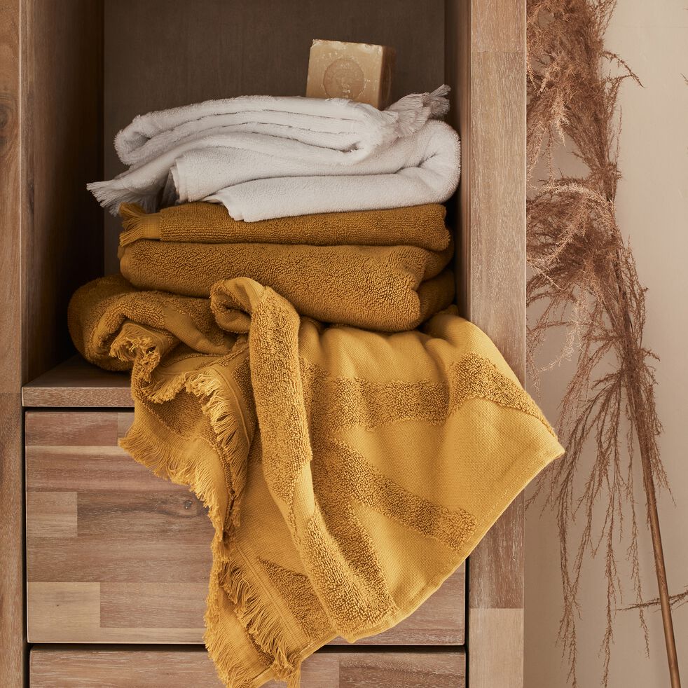 Serviette de toilette en coton - jaune argan 50x100cm-Ryad
