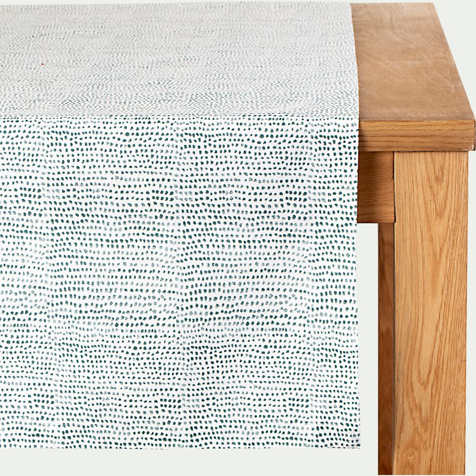 Chemin de table en coton à motifs abstraits - blanc 50x200cm-SHILA