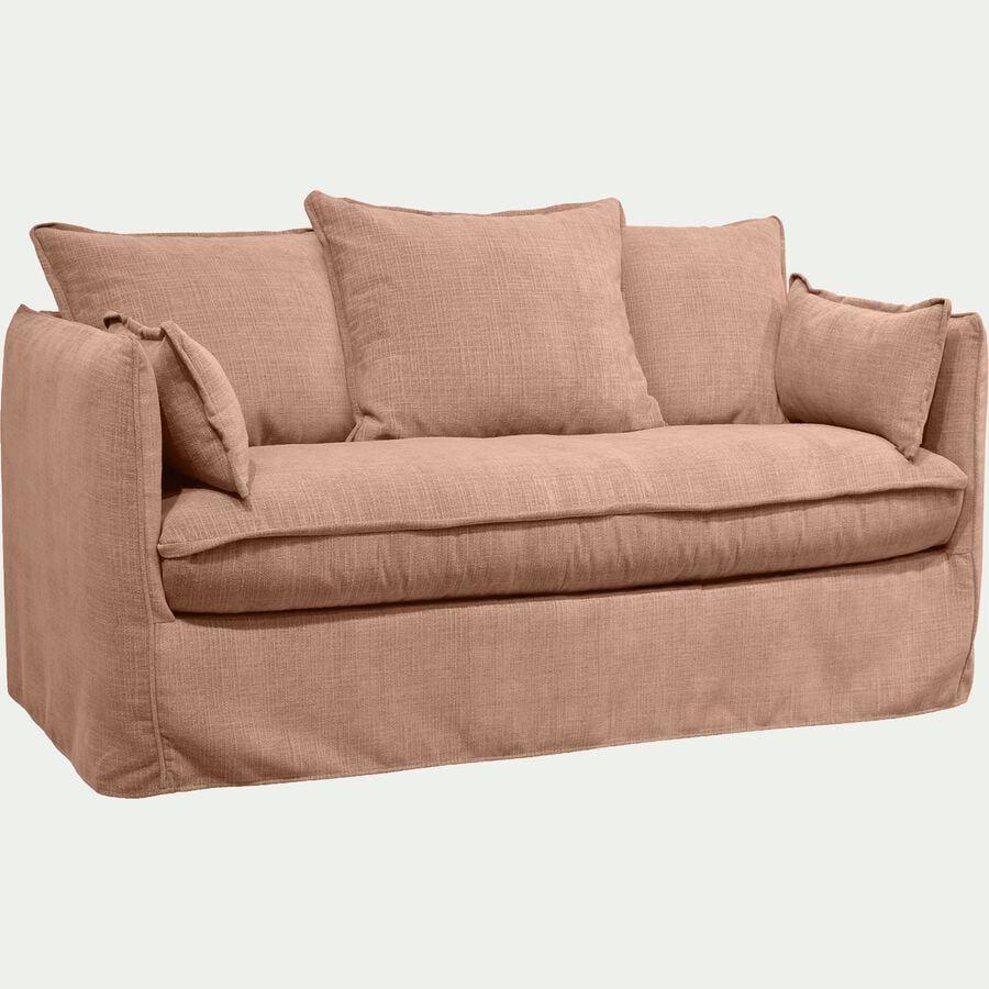 Canapé 2 places fixe en tissu - brun terre d'ombre-KALISTO