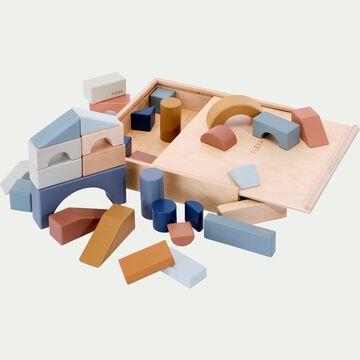 Cube en bois de 36 pièces pour enfant - bleu-CUBE