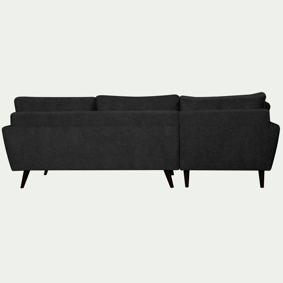 Canapé d'angle gauche fixe en tissu avec piètement noir - gris anthracite-ICONE