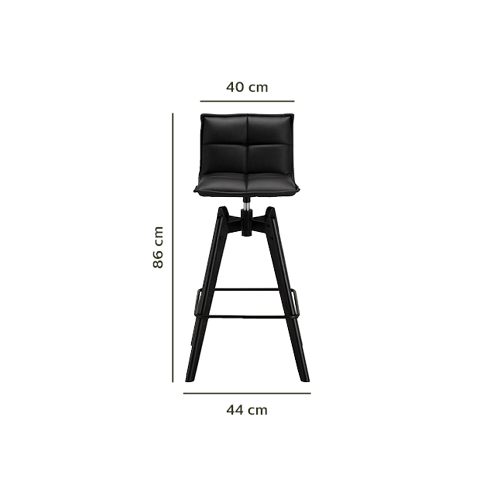 Chaise de bar pivotante en simili noir - H64cm-AGATHE
