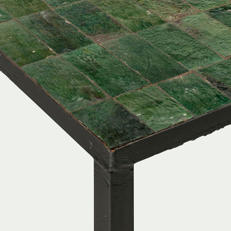 Table basse de jardin rectangulaire en zellige et acier galvanisé - vert tamegroute-JEBHA