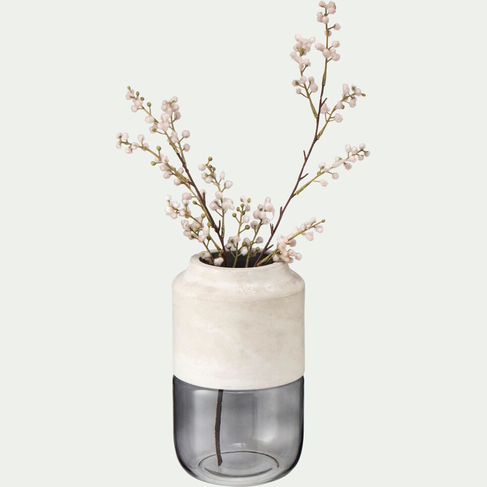 Vase en verre et bois - gris H23,5cm-AREZZO