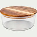 Boîte ronde en verre avec couvercle en bois D15,4cm - transparent-SAPAN