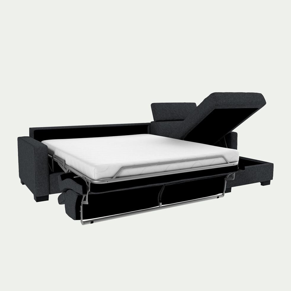 Canapé d'angle convertible en tissu pop avec accoudoirs 15cm - gris anthracite-MAURO
