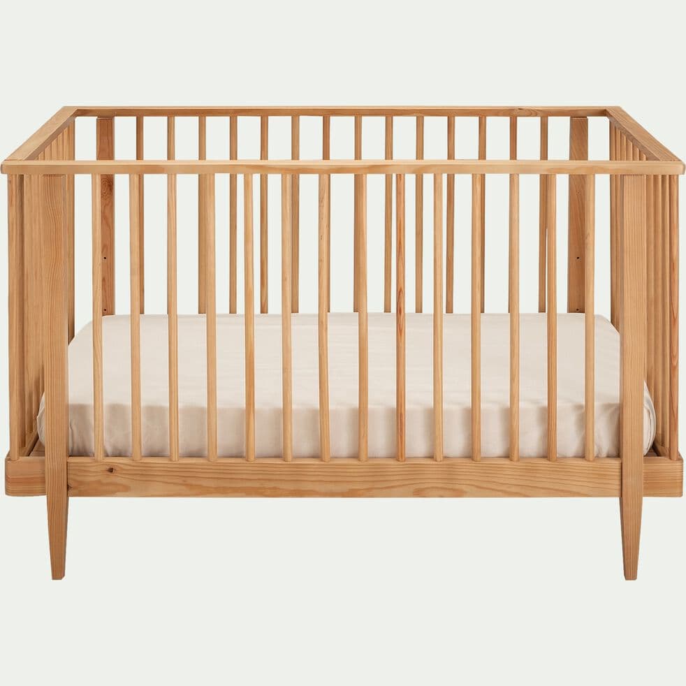 Lit bébé à barreaux en bois - naturel 60x120cm - CRUSOE 