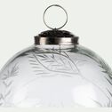 Boule de Noël en verre motif végétal - transparent D7,5cm-HENZA