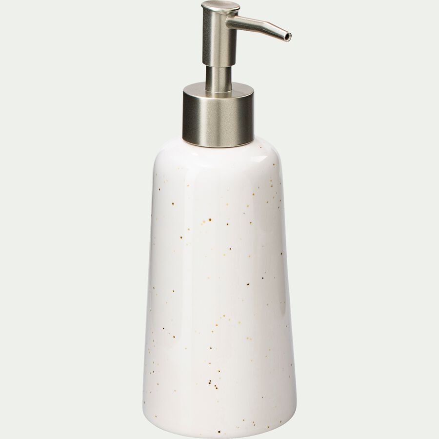 Distributeur de savon en céramique mouchetée - blanc ventoux-NEOULES