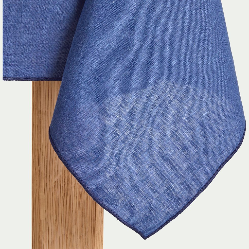 Nappe en lin et coton bleu figuerolles 170x170cm-NOLA