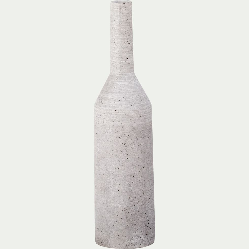 Vase bouteille effet béton en polystone - gris H31cm-CALCIS