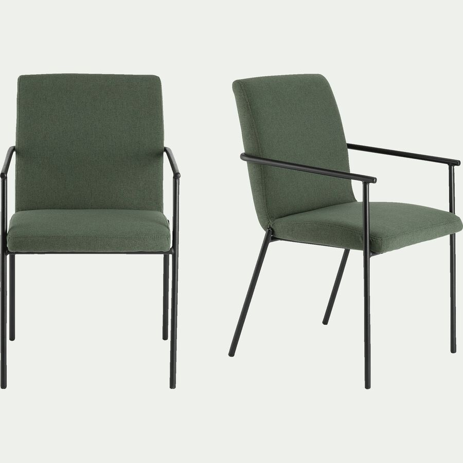 Chaise en tissu avec accoudoirs -  vert cèdre-JASPE