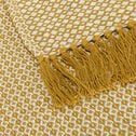 Plaid à franges et motifs en coton - jaune argan 130x170cm-PARA