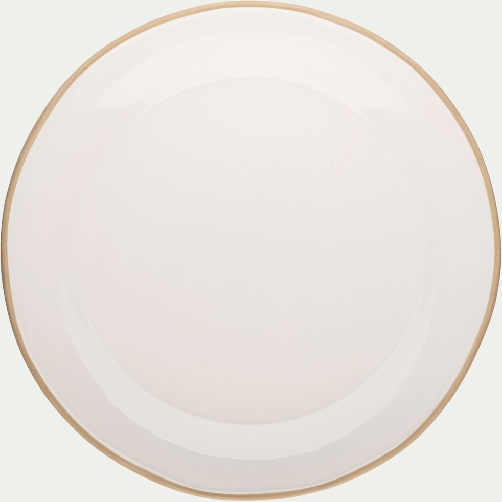 Assiette plate en faïence D27cm -  blanc ventoux-LUBERON