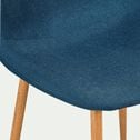 Chaise en acier effet bois et tissu - bleu figuerolles-LOANA